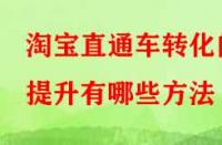 淘寶直通車轉(zhuǎn)化的提升有哪些方法？