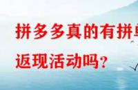 拼多多真的有拼單返現活動嗎？