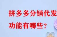 拼多多分銷代發的功能有哪些？