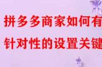 拼多多商家如何有針對性的設置關鍵詞？