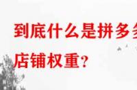 到底什么是拼多多店鋪權重？