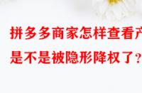 拼多多商家怎樣查看產品是不是被隱形降權了？