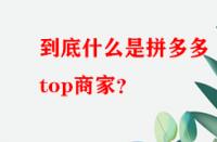 到底什么是拼多多top商家？