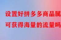 設置好拼多多商品屬性可獲得海量的流量嗎？